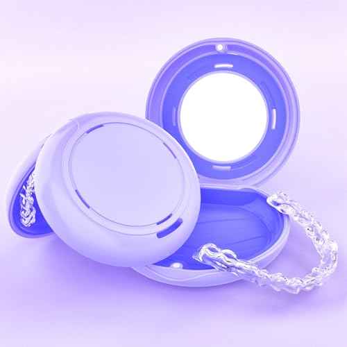 HEMILAB¢ç Retainer Case, Slim Aligner Case with Mirror, Compatible with Invisalign, Cute Retainer Orthodontic Box with Vent Holes, Purple