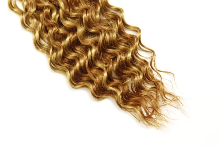 30 Inch P27/30 Human Hair Color #30 Deep Wave Bundles Peruvian Virgin Hair - Two Tone Honey Blonde Mixed With Brown - Double Weft Hair Weave