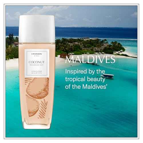 Chanson Coconut Hair & Body Mist for Women 2.5 fl oz (Pack of 1), Notes of Pear, Coconut Water, and Sandalwood, Women's Fragrance, Long Lasting, Everyday Fragrance, Travel Size