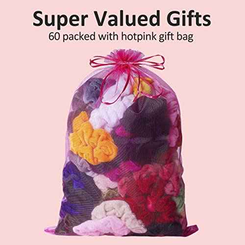 Velvet Hair Scrunchies - 60 Pack for Women, Girls, and Kids - Bulk Scrunchies Hair Ties No Damage Scrunchy Hair Bands Ponytail Holders for Thick, Curly, Thin, Fine Hair