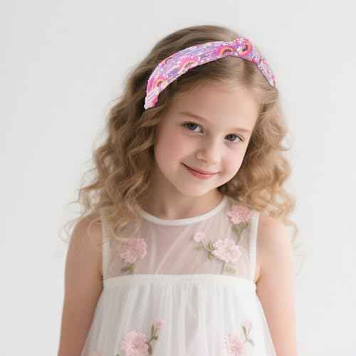 Sequins Headbands for Girls, Glitter Rainbow Girls Headbands Cute Knotted Head Band for Women Teens Sparkle Girl Hair Accessories