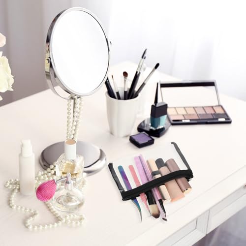 5 Pcs Small Clear Makeup Pouches, Waterproof Cosmetic Bag with Zipper Portable Cosmetic Case Travel Organizer Kit Storage Holder for Purse Lipstick Travel Makeup Bathroom Vacation Organizing (Black)