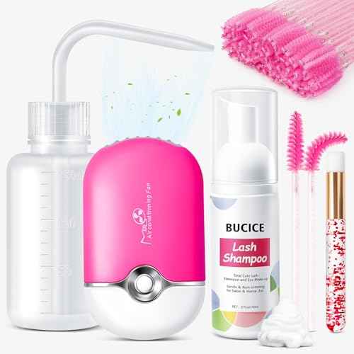 Lash Shampoo for Extensions - Complete Lash Cleaning Kit with Fan Dryer and Cleanser - Eyelash Extension Aftercare Kit, Rose