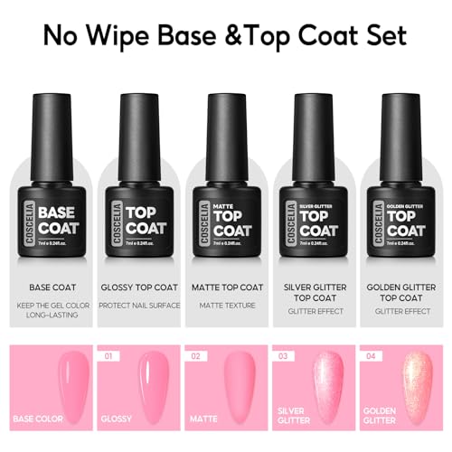 COSCELIA 40pcs Fall Gel Nail Polish Set, 35 Colors Nail Gel polish with 5 Bottles Base and Glossy Matte Glitter Top Coat White Brown Black Nude Red Orange Colors Halloween Nail Polish Nail Art Gifts