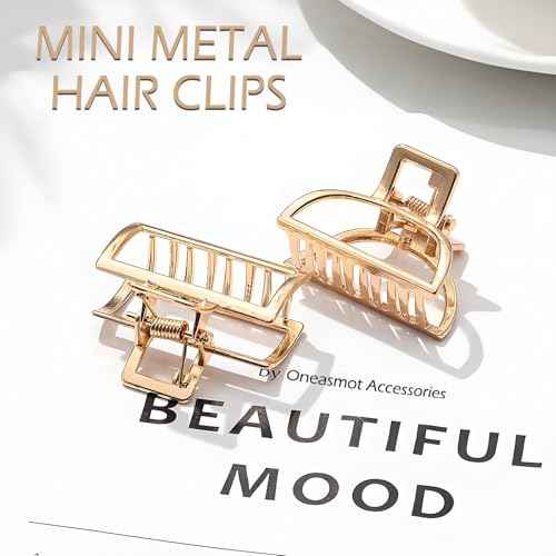 2 Pcs Gold Hair Clips Small Metal Claw Clips for Thin Hair Non-Slip Strong Hold Braided Hair Clips for Women