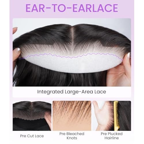 Brown Highlighted Wig Human Hair Wigs for Black Women Glueless Wigs Human Hair Pre Plucked Pre Cut Pre Bleached 6X5 HD Lace Closure ready to wear wigs glueless human hair Wigs 180% Density 12inch