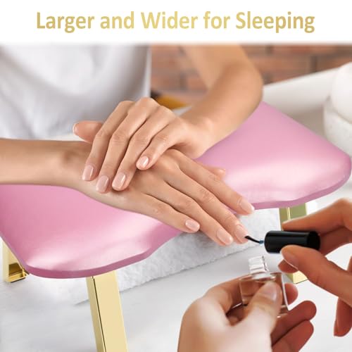 Nail Arm Rest, Foldable Arm Rest for Nails Tech, PU Leather Manicure Arm Rest, U Shaped Hand Rest for Nails tech, Manicure Hand Rests for Foot Hand Rest, Pink