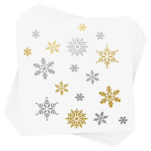 SNOWFLAKE FLURRY set of 10 premium waterproof metallic snowflake temporary Flash Tattoos | Holiday Party Favors, Frozen Party Supplies, Christmas party, snowflake party