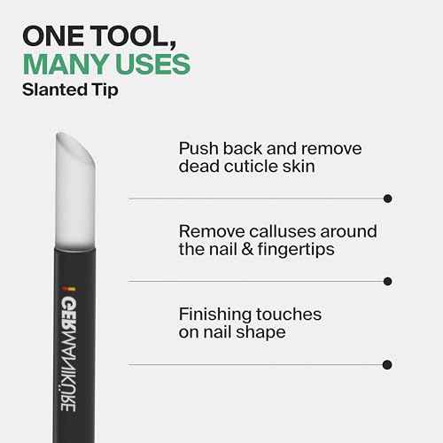 GERMANIKURE Clear Glass Cuticle Stick - No Sleeve - Ethically Made in Czech Republic - Cuticle Pusher & Remover, Callous & Dry Skin Fingertip File, Nail Shaper - No Case