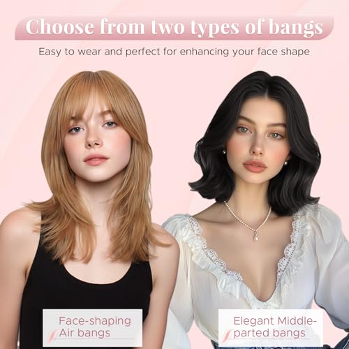 Women's Clip In Human Hair Topper, with 360¡Æ 3D Cover Air Bangs - for Thinning Hair, Straight, 11 Inch, Light Brown, 9x12 CM Upgraded Seamless Silk Base, Lightweight, Breathable