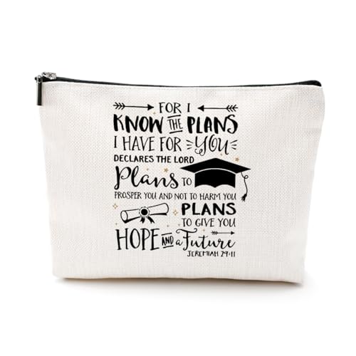 Inspirational Graduation Gifts Cosmetic Bag Makeup Bag Class of 2024 Christian Phd Graduation Gifts Bible Verse Congratulations Gift University College Masters Degree Graduation Gifts for Women Nurse
