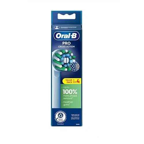 Oral B Cross Action Electric Toothbrush Replacement Brush Heads Refill, 4Count