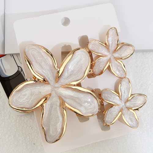 3Pcs Plumeria Hair Clip Hawaiian Flower Hair Clips for Women Flowers Claw Clips Hibiscus Claw Clip Frangipani Hair Clips for Summer Beach Headwear Flower Hair Accessories