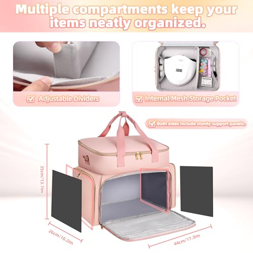 Nail Polish Organizer Case for 96 Bottles ? Waterproof Travel Bag with Hard Bottom ? Double Layer Nail Storage Bag with Adjustable Dividers & Nail Lamp Compartment ? for Home or Salon Use