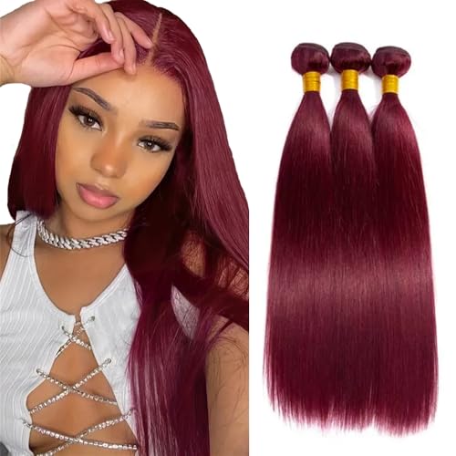 Burgundy Human Hair Bundles 99J Straight3 Bundles 18 20 22 inch Unprocessed Brazilian Virgin Hair Color Red Bundle