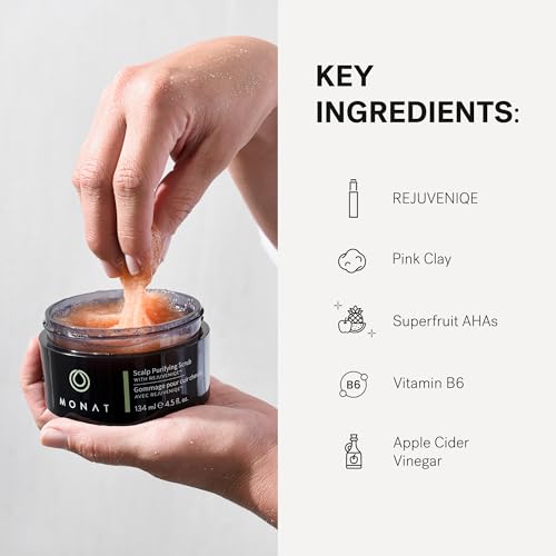 MONAT Scalp Purifying Scrub - w/Rejuveniqe¢ç Deeply Cleanses, Purifies & Soothes Leaving Hair Cleansed & Fresh. Dissolves Dead Skin Cells & Restores Balance to the scalp. - Net Wt. 134 ml/4.5 fl. oz.