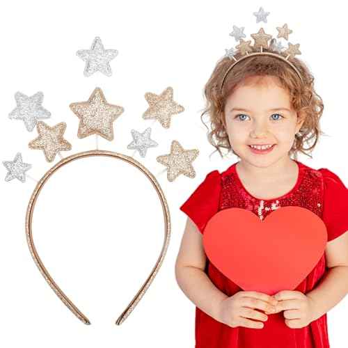 Glitter Star Headband, Pentagram Headbands Christmas Holiday Festival Party Headband Hair Accessories for Women Kids Adults