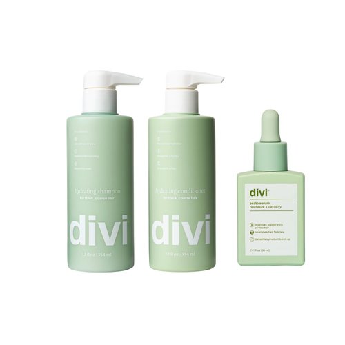 Divi Hydrating Starter Bundle - Scalp Serum, Hydrating Shampoo & Conditioner - Deep Hydration and Scalp Care Routine for Thicker Hair Types