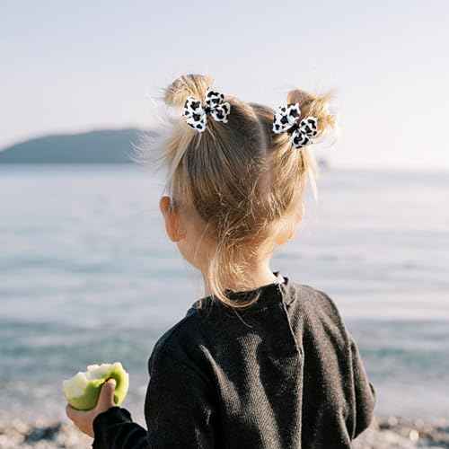 4Pcs Cow Print Bows for Girls Cow Print Hair Bow Clips Cute Hair Accessories for Girls