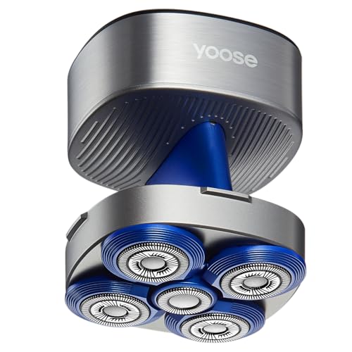 yoose Head Shavers for Bald Men, LED Display, IPX7 Waterproof, Wet/Dry Shave, USB-C Rechargeable Cordless Head Shaver, Ergonomic Design, 90 Mins Runtime Bald Shaver, Magnetic Head, Easy Clean, Silver