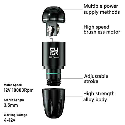 Rotary Tattoo Pen Machine Cordless Short Tattoos Gun Only Quiet Low-vibration 3.5mm Stroke Adjustable for Pro Artists