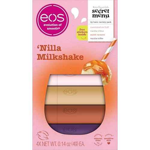 eos Flavor Lab Secret Menu Lip Balm Gift Set - 'Nilla Milkshake, Limited-Edition, Moisturizing, Hydrating, Dry Lips, Variety Pack, 0.14 oz, 4-Pack