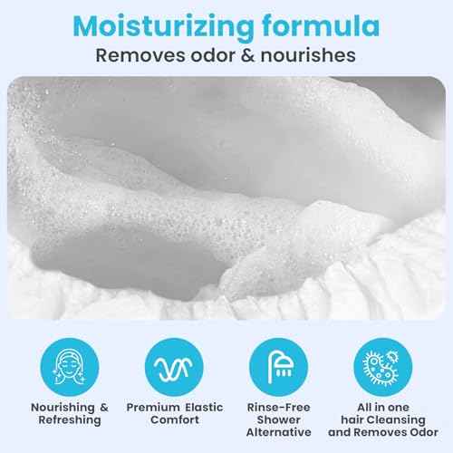 Drench Shampoo Caps No Rinse - Waterless Shampoo Cap and Conditioner - Dry Hair Wash Caps for Elderly or Bedridden - Contains Aloe Vera, Vitamin E and Provitamin B5-6 Counts