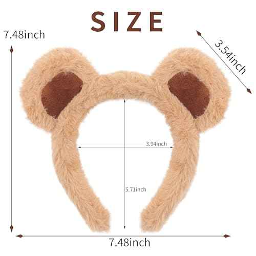 Brown Bear Ears Headband Bear Ear Headband Hairband for Makeup Face Washing School Performances Animals Headbands for Halloween Festival