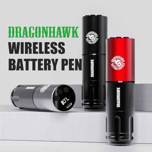 Dragonhawk A1 Beginner Tattoo Kit Wireless Complete Pro Tattoo Gun Pen Machine Kit, Cartridges Tattoo Machine Needles Red Color