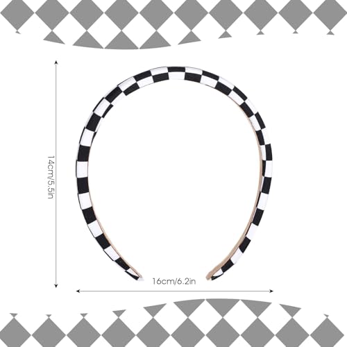 TIESOME 3Pcs Checkered Headbands, Black and White Checkered Headbands Buffalo Plaid Headband for Women Sponge Puffy Gingham Head Bands for Women Christmas Party Hair Accessories