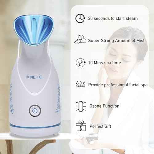 Facial Steamer Ionic Face Steamer for Home Facial, Warm Mist Small Facial Steamer for Deep Cleaning Unclog Pores with Blackhead Remover, Aromatherapy Kit for Personal Home SPA (Blue)