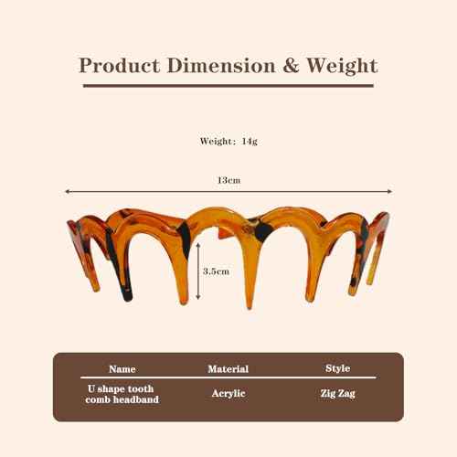 3Pcs U Shape Fashion Tooth Hair Comb Headband£¬Reversible High Cranium Head Bands for Women's Hair, Zig Zag Headbands with Wavy Teeth for Women Gifts for Teen Girls.£¨Mixed