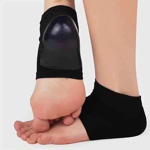 4PCS/Set Moisturizing Heel Socks - Silicone Softening Covers for Dry Feet (Heel Socks for Dry Cracked Feet), Silicone Heel Protector for Women and Men, Black