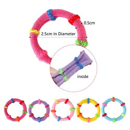 Baby Hair Ties - 200PCS Cotton Mini Seamless Hair Bands for Toddlers Girls, 1 Inch in Diameter, 5 Colors-Soft Seamless-NO HAIR DAMAGE