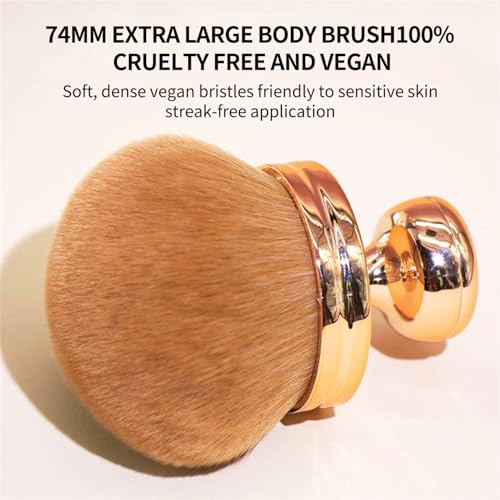 FUNAN Extra Large Body Makeup Brush For Self Tanner, Bronzer Blend &Self Tan Back Applicator, 75mm Wide-headed Kabuki Brush, Mushroom type Face Neck Body Leg Tanning Makeup Rose Gold