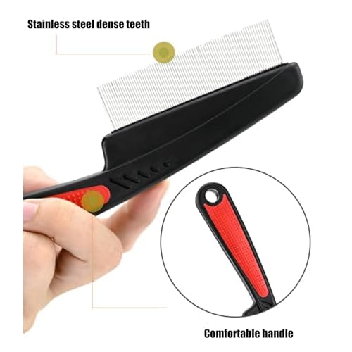 Dandruff Comb Fine Tooth Scalp Detox Comb Lice for Women, Men & Kids Stainless Steel Scalp Detoxing, Sweep & Massage Hair Brush Tool for Hair Care (A-2PC Brown)
