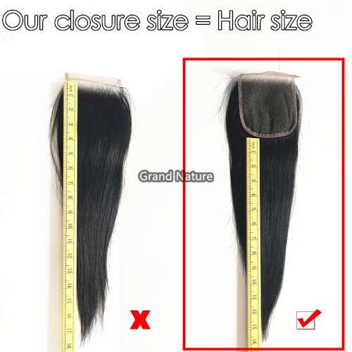 Grand Nature 6x6 HD Lace Closure, Virgin Human Hair Lace Closure Straight, Pre Plucked Natural Hair Line With Bleachable Knots