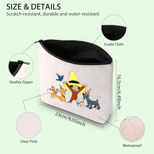 FOTAP Cartoon Monkey Makeup Bag Best Friends Gift Cartoon Characters Lover Gift Adventure TV Series Cosmetic Bag BFF Gift (Monkey &hat)