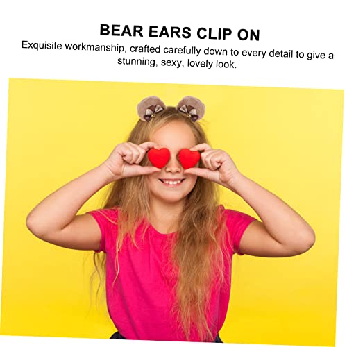 FRCOLOR 2 Pairs Bear Ear Hair Clips - Cute Women's Barrettes & Animal Ears Headband - Kawaii Anime Hair Accessories