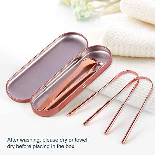 MORGLES Copper Tongue Scraper, 4Pcs Tongue Scraper with Case Medical Grade for Adults