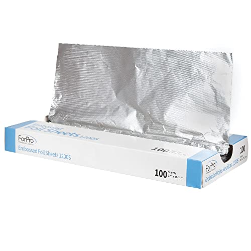 ForPro Professional Collection Embossed Foil Sheets 1200S, Aluminum Foil, Pop-Up Dispenser, for Hair Color Application and Highlighting Services, Food Safe, 12¡± W x 10.75¡± L, 100-Count