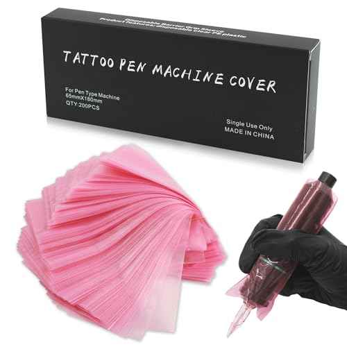 200PCS Tattoo Pen Covers - Rayyl Tattoo Pen Machine Covers Large Size 2.5x7.1 inch Pink for Cartridge Pen Machine Bags Sleeves Tattoo Kit Machine Pen Tattoo Supplies...
