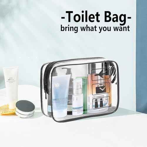 TSA Approved Toiletry Bag 3Pcs - 3 Pack Clear Travel Bags for Toiletries, Carry on Airport Airline Compliant Bag,Makeup Bags Clear Toiletry bags Quart Size Travel Bag,Black