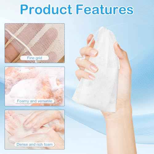 40pcs Mesh Soap Bags for Soap Bars, Exfoliating Bubble Mesh Net Bars with Drawstring for Shower Face Cleansing