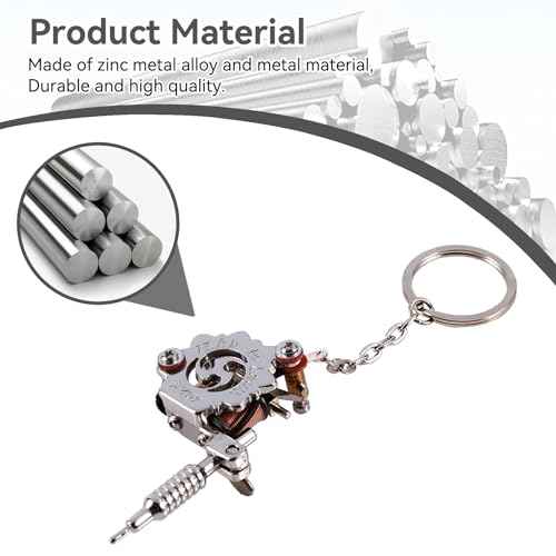 Mini Tattoo Machine Key Chains, Artists Keychain Portable Tattoo Gun Model Mini Keychain Pendant Necklace Tattoo Ornament for Tattoo Artists, 14.5x4cm/5.7x1.6 in