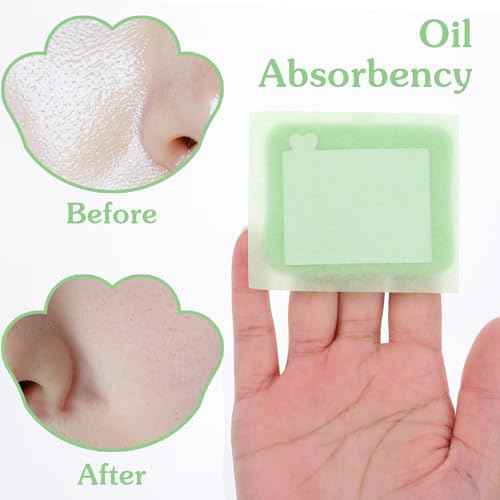 300pcs Green Oil Blotting Sheets for Face with Mirror & Puff Set | Blotting Papers for Face | Oil Absorbing Sheets Portable Oils Control Solution
