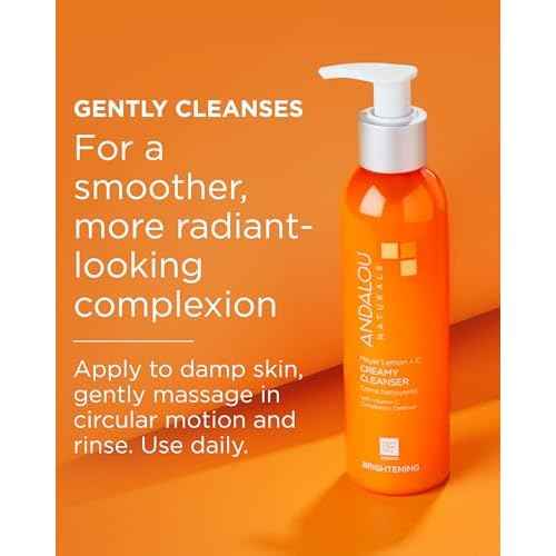 Andalou Naturals Brightening Meyer Lemon + Vitamin C Creamy Cleanser | Gentle Face Wash to Even Tone & Boost Glow | Aloe Vera & Natural Ingredients | For Dull Skin | 6 oz