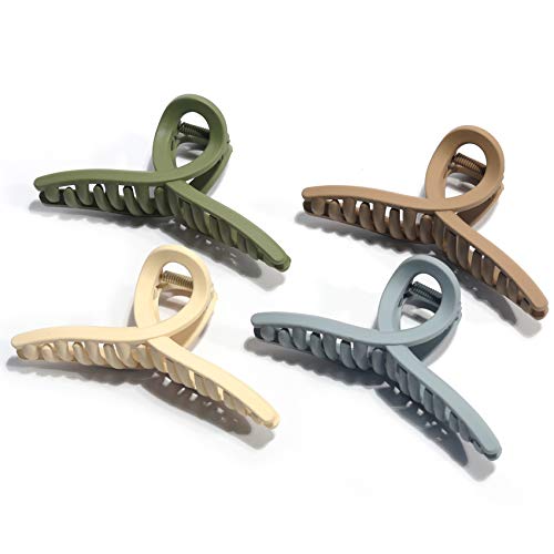 Big Matte Jaw Large Butterfly Hair Clips - No Slip Strong Hold Barrettes and Clamps, 4 Pcs for Christmas, Valentine's and Mother's Day Gifts
