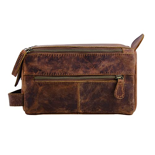 Handmade World Toiletry Bag for Men Dopp Kit genuine Buffalo Leather Toiletry Bag Case Travel Accessories Makeup cosmetic Essentials Organizer Leather Travel Toiletries Bag