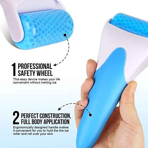 Teenitor Blue Ice Roller for Face, Ice Face Roller, Face Massager Tool, Puffiness Migraine Pain Relief and Minor Injury, Face Roller Skin Care
